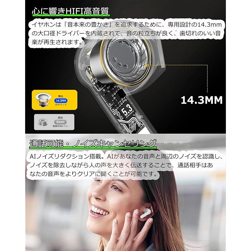 Наушники Bluetooth беспроводные наушники Маленькие/легкие наушники Bluetooth наушники Hi-Fi качество звука Bluetooth наушники ENC шумоподавление одно ухо/оба