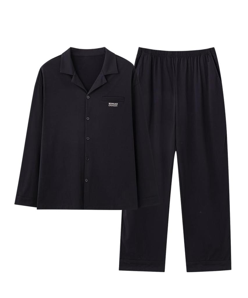 RENPAI Cotton Top and Bottom Suitable for Hospital Plus Sizes Long Long Loose Gentle On the Suitable for Spring and Autumn Men's 100% Pajamas,