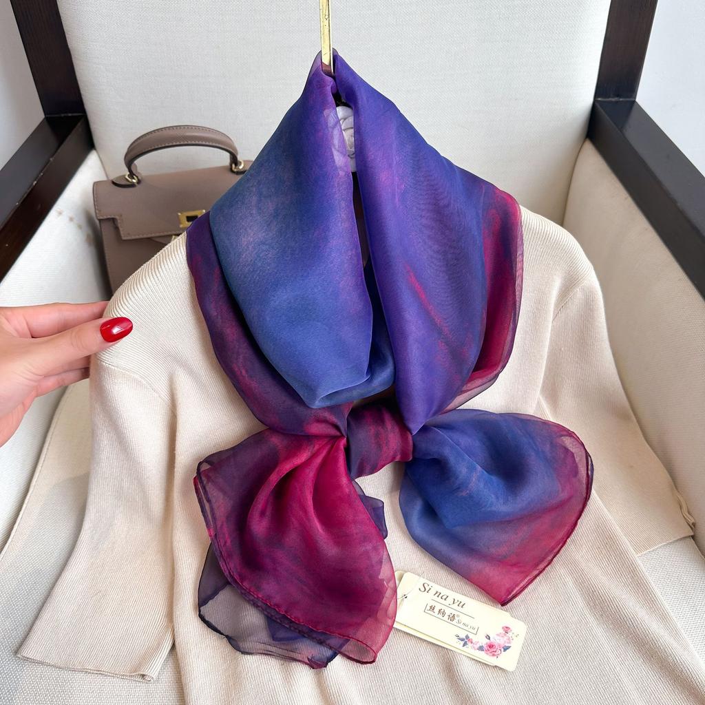 Summer Scarf Women Outdoor Sunscreen Shawl Soft Bandanna Foulard Female Floral Silk Shawl Lady High Quality Head Hijab Wrap