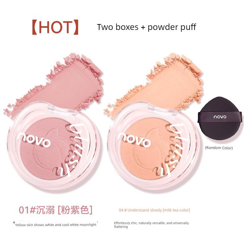 Novo Girl's Natural Blush for a Slightly Tipsy Look, Peach Enlarged Matte Blue Low Saturation Single Color for Students