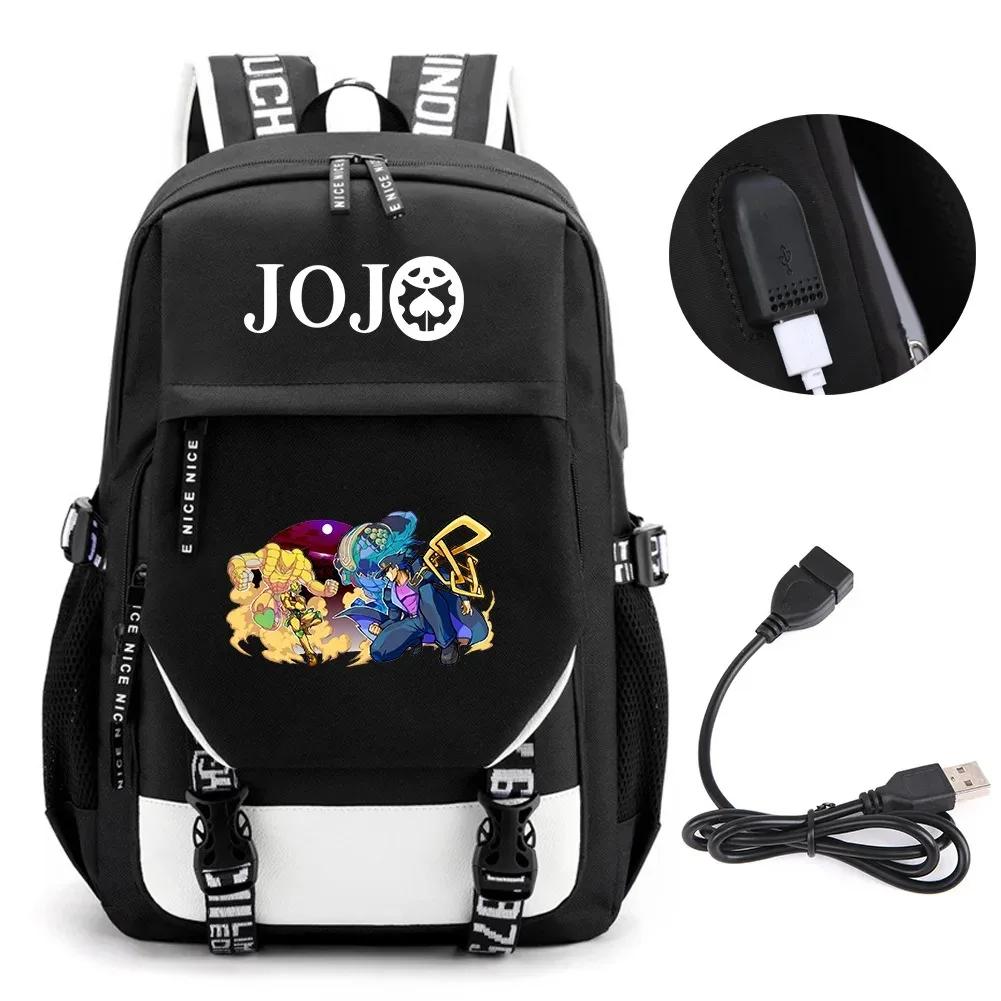 Аниме JOJO Джонатан Джостар Золотой Опыт Рюкзак Школьный с USB-портом Отделением для ноутбука для Мальчиков Девочек Дорожная сумка