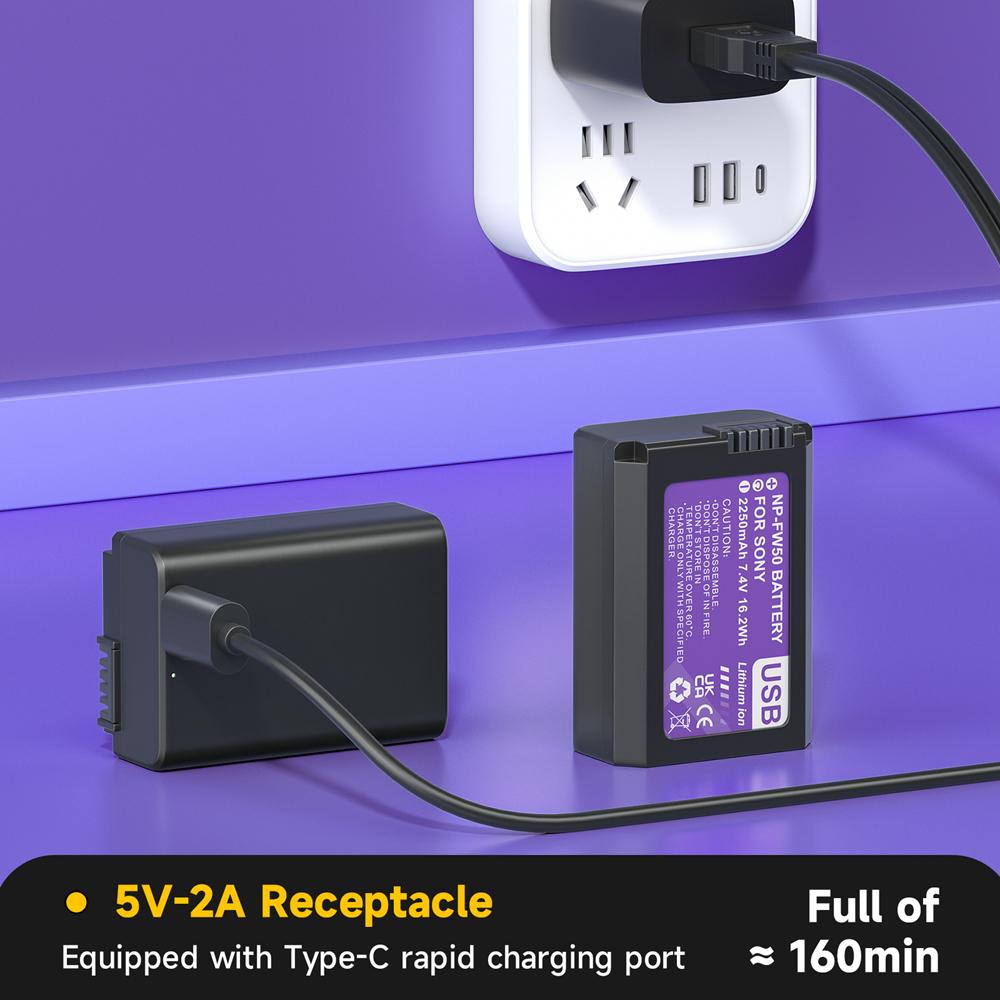 PALO 7,4 В 2250 мАч USB NP-FW50 NP FW50 NPFW50 Аккумулятор для Sony Alpha a 6500a 6300 a6000 a5000 a3000 NEX-3 a7R a7S NEX-7