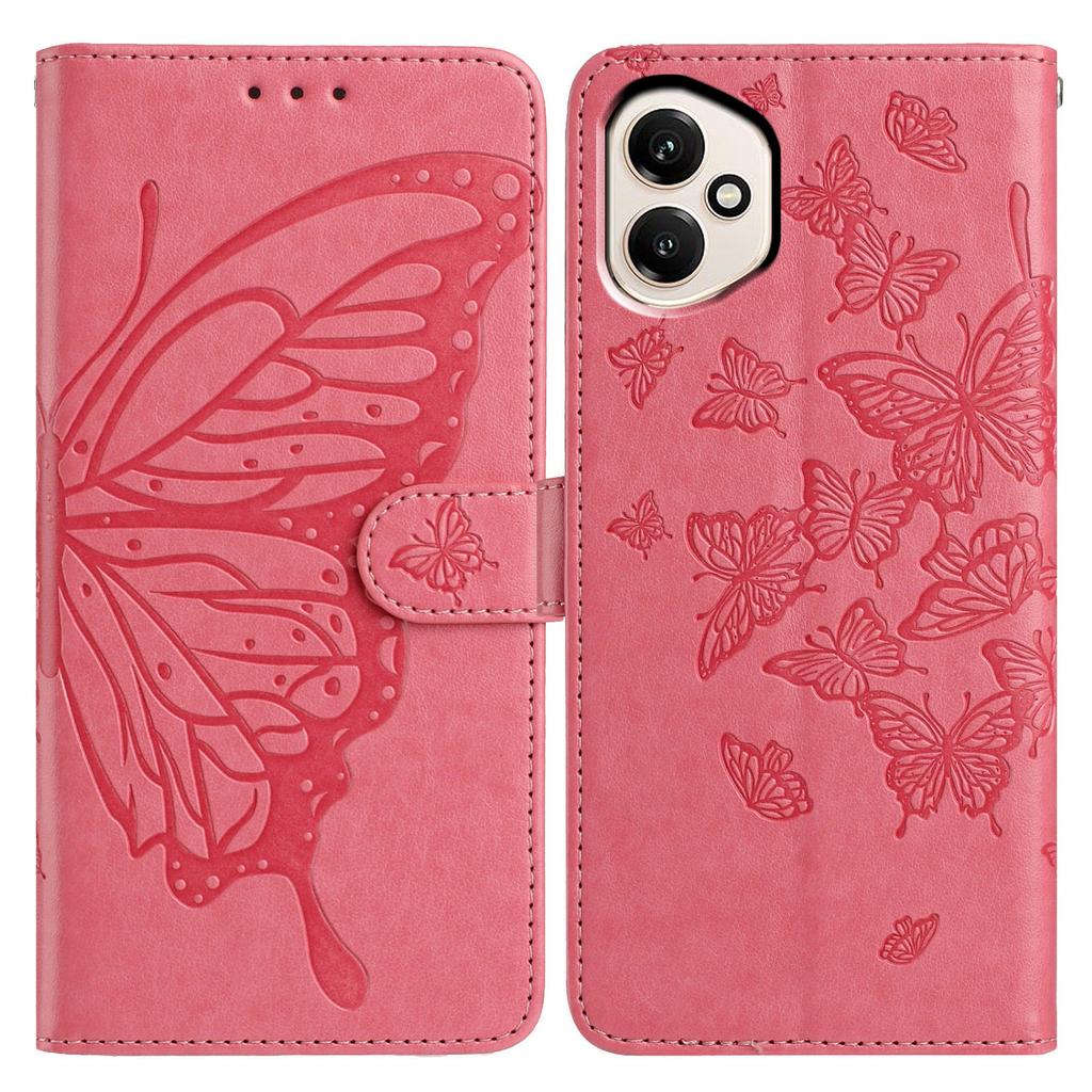 Для Honor 400 5G (Глобальный) Чехол Кошелек с тиснением Бабочка Подставка из ПУ кожи Флип-чехол для телефона с ремешком