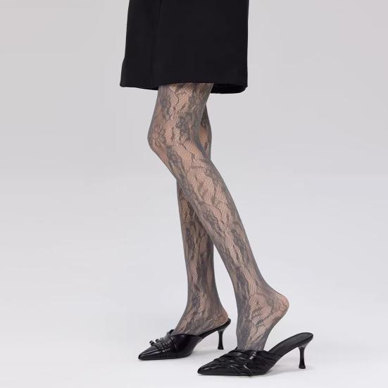 Женские колготки с ажурным узором в виде цветка лозы, ультратонкие, прозрачные, высокоэластичные, противоскользящие, однотонные, для свиданий, мини-юбка, подходящие чулочно-носочные изделия