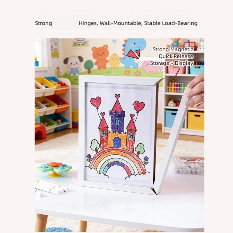 Easy Change Magnetic Closures Photo Frame Solid Wood Picture Storage Frame Memory Display Case For Home Office Decors