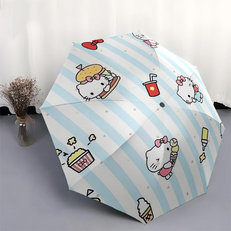 1pc Hello Kitty Food Pattern Umbrella with Plastic Handle,Suitable for All Seasons Home Travel Outdoor UmbrellaSanlio388