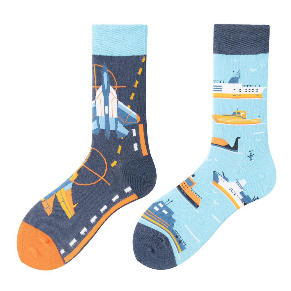 Asymmetric Colorful Christmas Cotton Socks for Couples