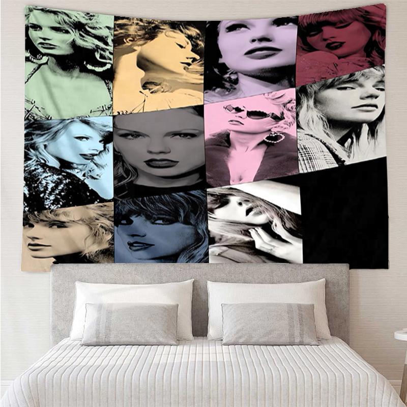 Taylor-Swift Print Tapestry, Backdrop, Easy Setup, Ideal for Bedroom, Office & Living Room, with Aesthetic Wall Hanging Decor.