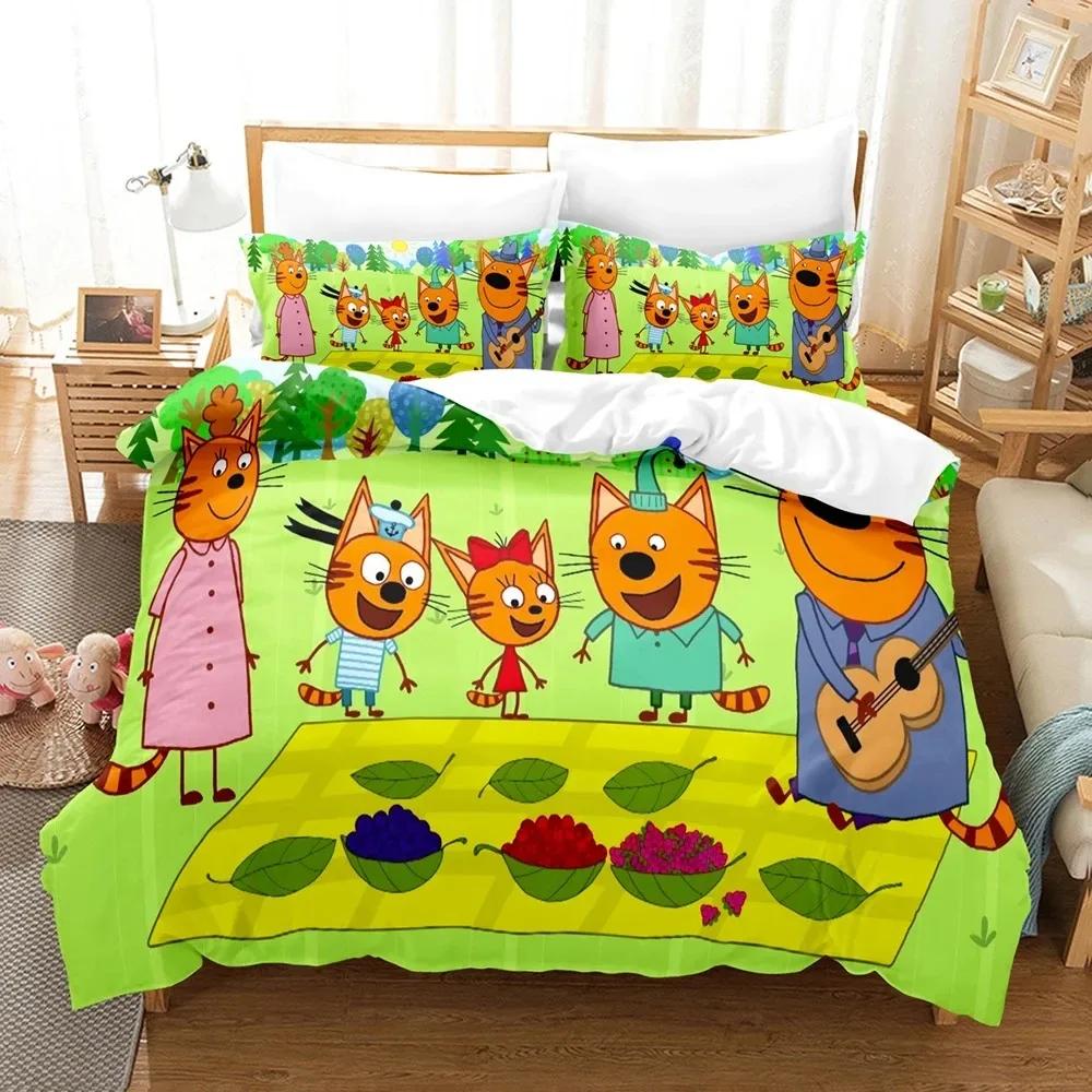 3D Печать Kid-E-Cats Мультяшное постельное белье Двуспальное Полуторное King Пододеяльник Одеяло Наволочка Мальчики Девочки Взрослые Спальня