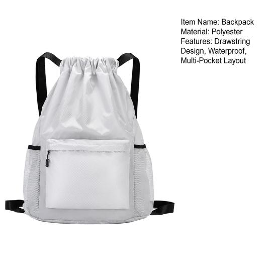 Backpack with Drawstring Closure Waterproof Wear-Resistant Large Capacity Multi-Pocket Design Swimming Gear Backpack
