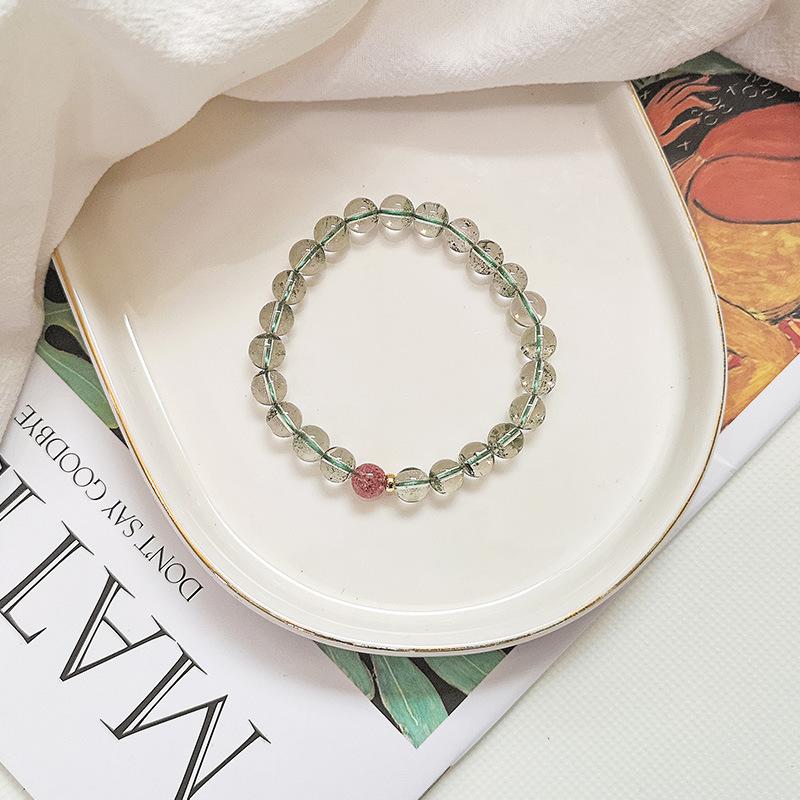 Natural Green Ghost Bracelet Simple 14K Pack Gold Strawberry Crystal Citrine Green Crystal Bracelet Women