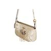 COACH shoulder bag [Customized bag] Nolita 19 classic old flower print palace crown tassel pearl pendant hand-painted fashion coated white sun pattern