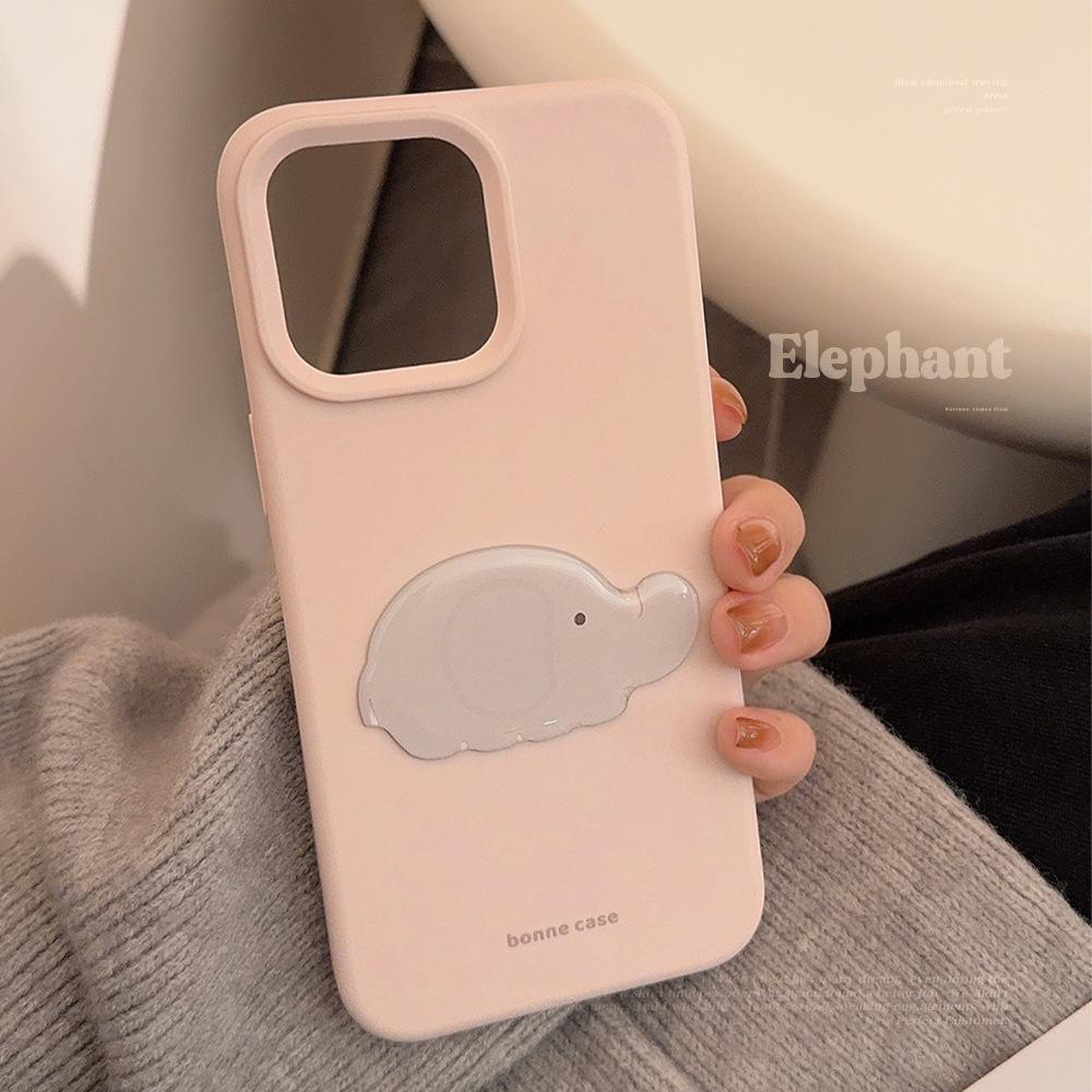 Cute Little Gray Elephant 17pro Max Apple 16 Mobile Phone Case Silicone Iphone14 Suitable for 13 Stereo Patch