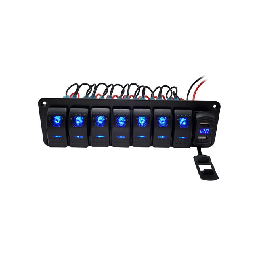Marine Boat Rocker Switch Panel 8 Gang LED Rocker Switch Panel Kit 12V/24V Circuit Breaker Dual USB Slots light Battery Switches5