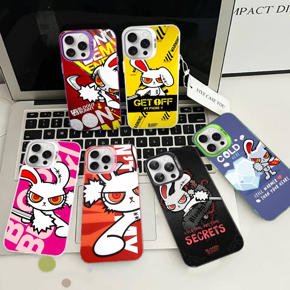 Аниме B-Bloody Bunny Чехол для телефона Для IPhone 17 16 15 14 11 12 13 Pro Max Plus Pro Цветной Серебристый Чехол