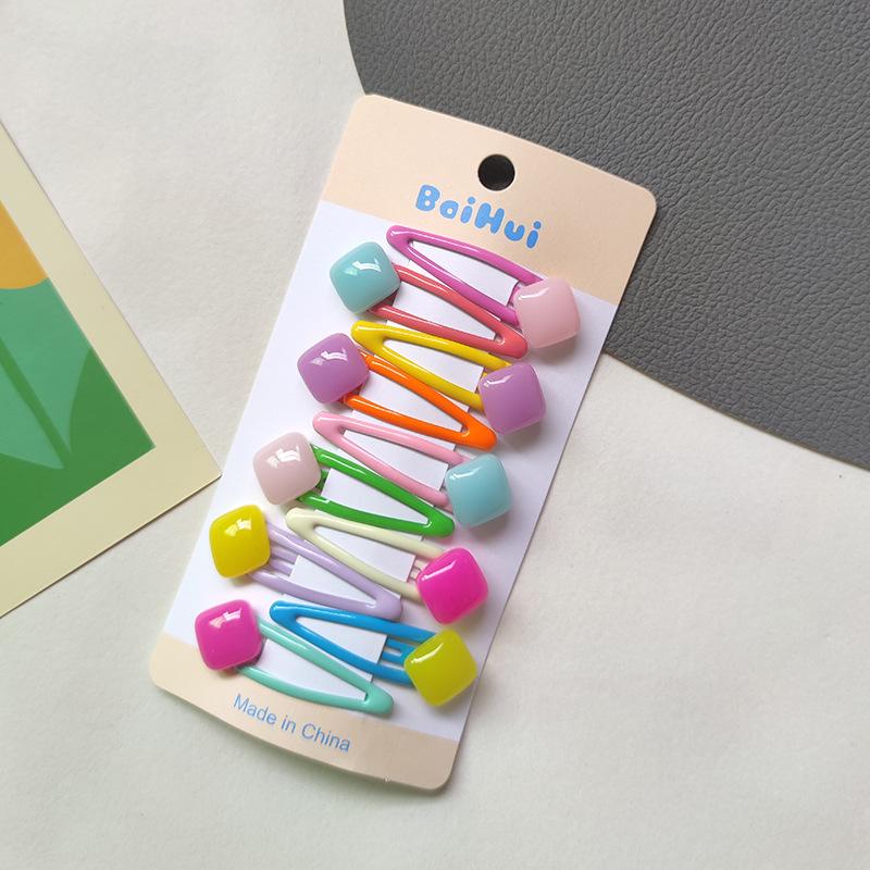 10 шт./компл. милые глянцевые красочные заколки для волос для девочек, милые украшения для волос, маленькие заколки-шпильки, модные детские аксессуары для волос для девочек