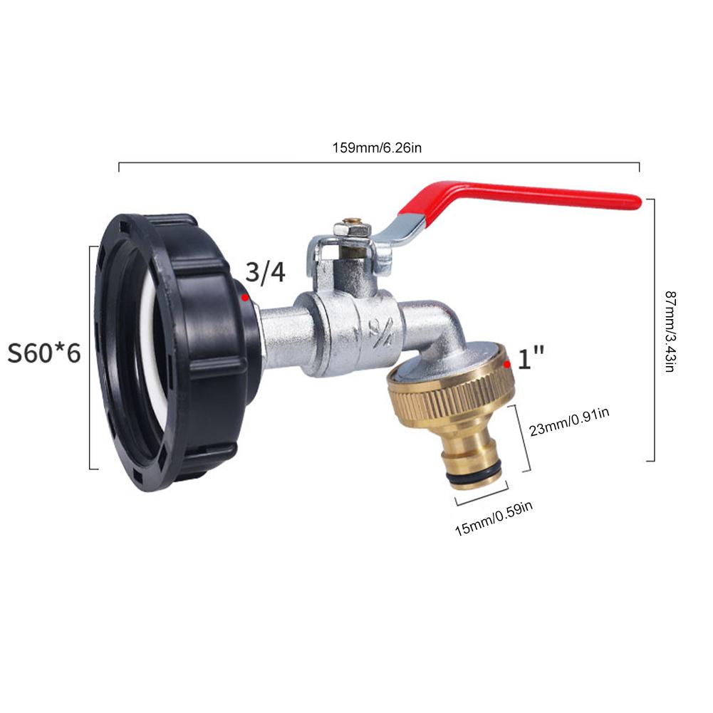 Адаптер для крана бака IBC UYANGG S60X6 с крупной резьбой для садового крана с быстрым соединением, клапан для бака из сплава, 1000 литров, клапан для аксессуаров для бака IBC