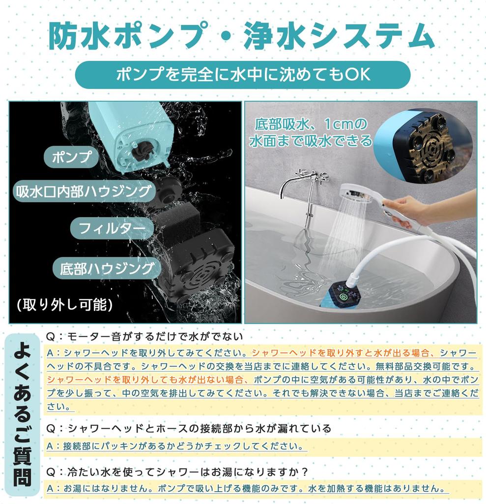 ZenCT Портативный Душ На Открытом Воздухе USB Перезаряжаемый 6000 мАч [Версия 2024 и Прямая Головка В Комплекте] Электрический Душ Кемпинг Плавная Регулировка Воды