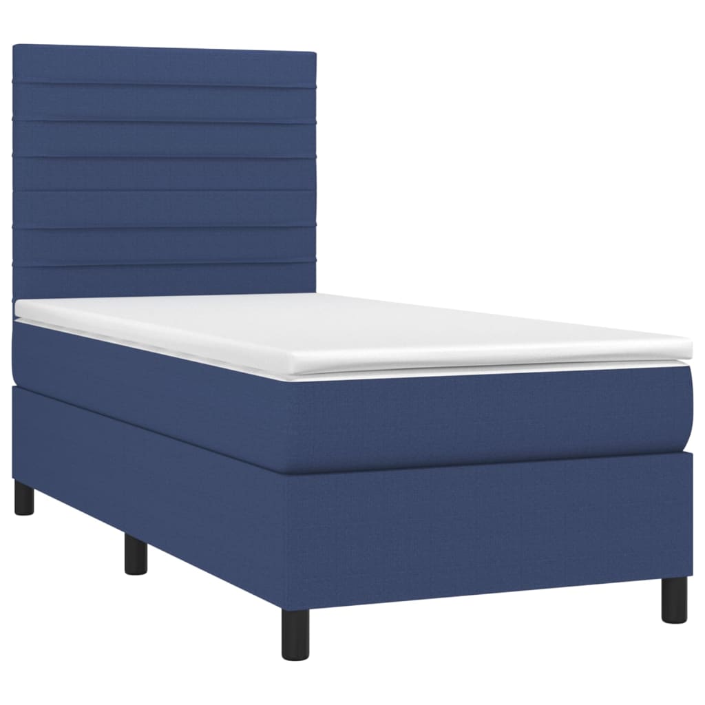 Box Spring Bed with Mattress Blue 100x200 cm Fabric