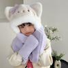 2/3Piece Set Neck Protection Feature Cat Plush Hat Scarf Set Kids Plush Hat Set  Daily Wear
