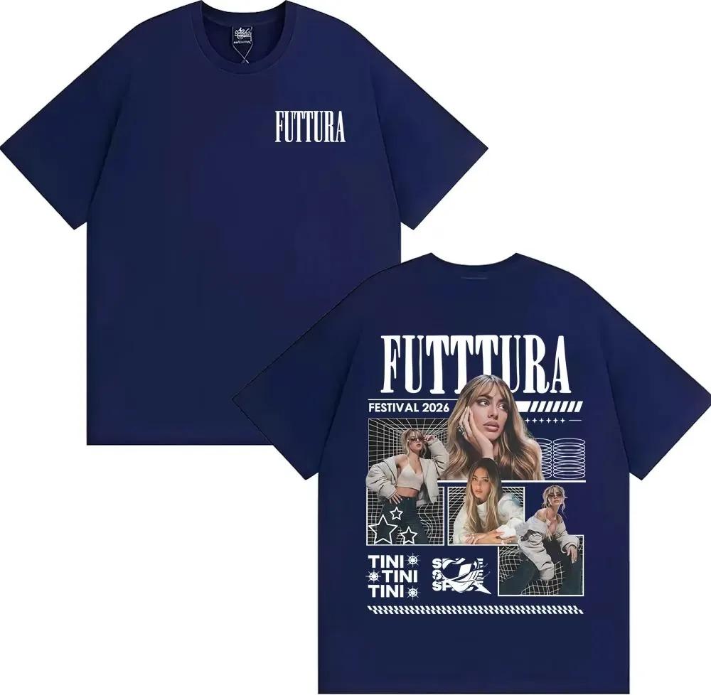 Tini Stoessel Futtura Album 2026 Merch TShirt Unisex Retro Aesthetic Pure Cotton Crew Neck Short Fashion Women And Unisex Tshirts