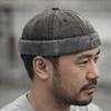 Cotton Brimless Melon Hat Solid Color Docker Beanie Casual Washed Landlord Cap  Vintage