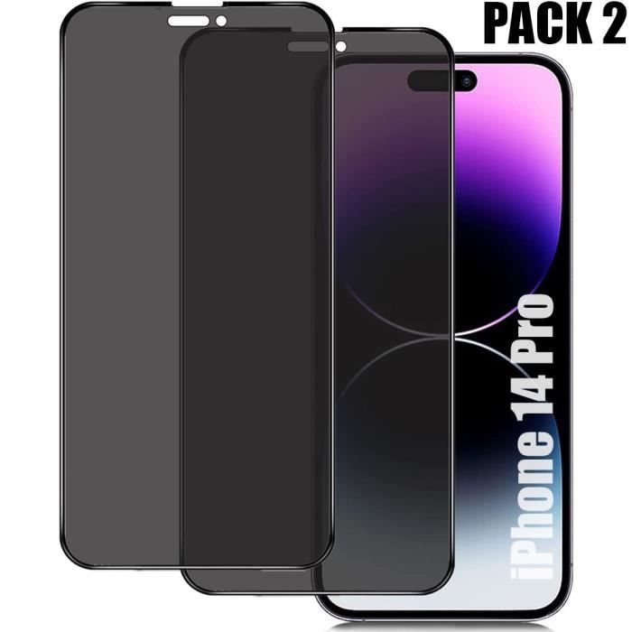 Защитная пленка анти-шпион для iPhone 14 Pro - E.F.CONNECTION - Набор из 2 штук - Твердость 9H - 0.30 мм - Черный