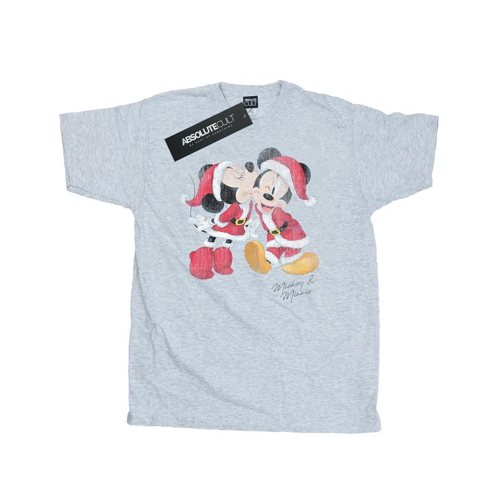 Disney Mens Mickey And Minnie Christmas Kiss T-Shirt