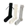 Women's White Ballet Style Ribbon Bow Calf Socks - 2025 Spring/Summer Trendy Thin Scrunch Socks