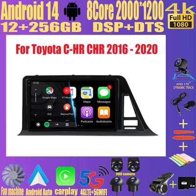 Автомобильное радио Android 14 Carplay для Toyota C-HR CHR 2016 2017 2018 2019 2020 Мультимедиа Видео Плеер Навигация Стерео GPS 2din DSP