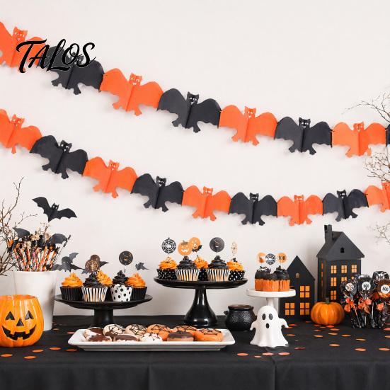 Holiday Atmosphere Decor 5 Pcs 10FT Halloween Banner, Spooky Spider Bat Skull Ghost Themed Party Decorations Pumpkin Hanging Bunting Garland