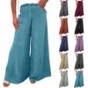 Ladies' Fashionable Loose Solid Color Casual Wide Leg Pocket Straight Leg Pants