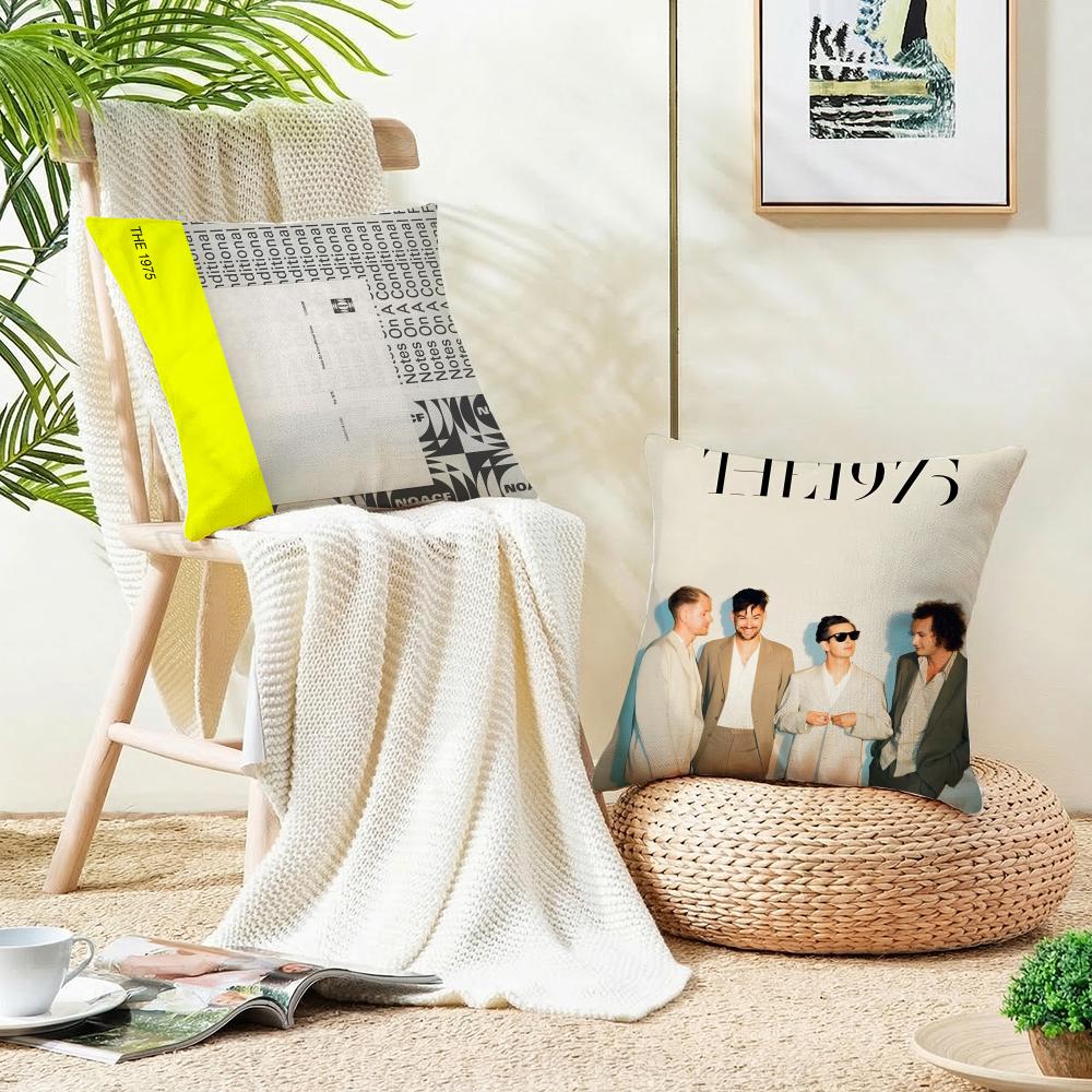 Indie TThe 1975S Cushion Cover Breathable and skinfriendly linen pillowcase square removable and washable cushion