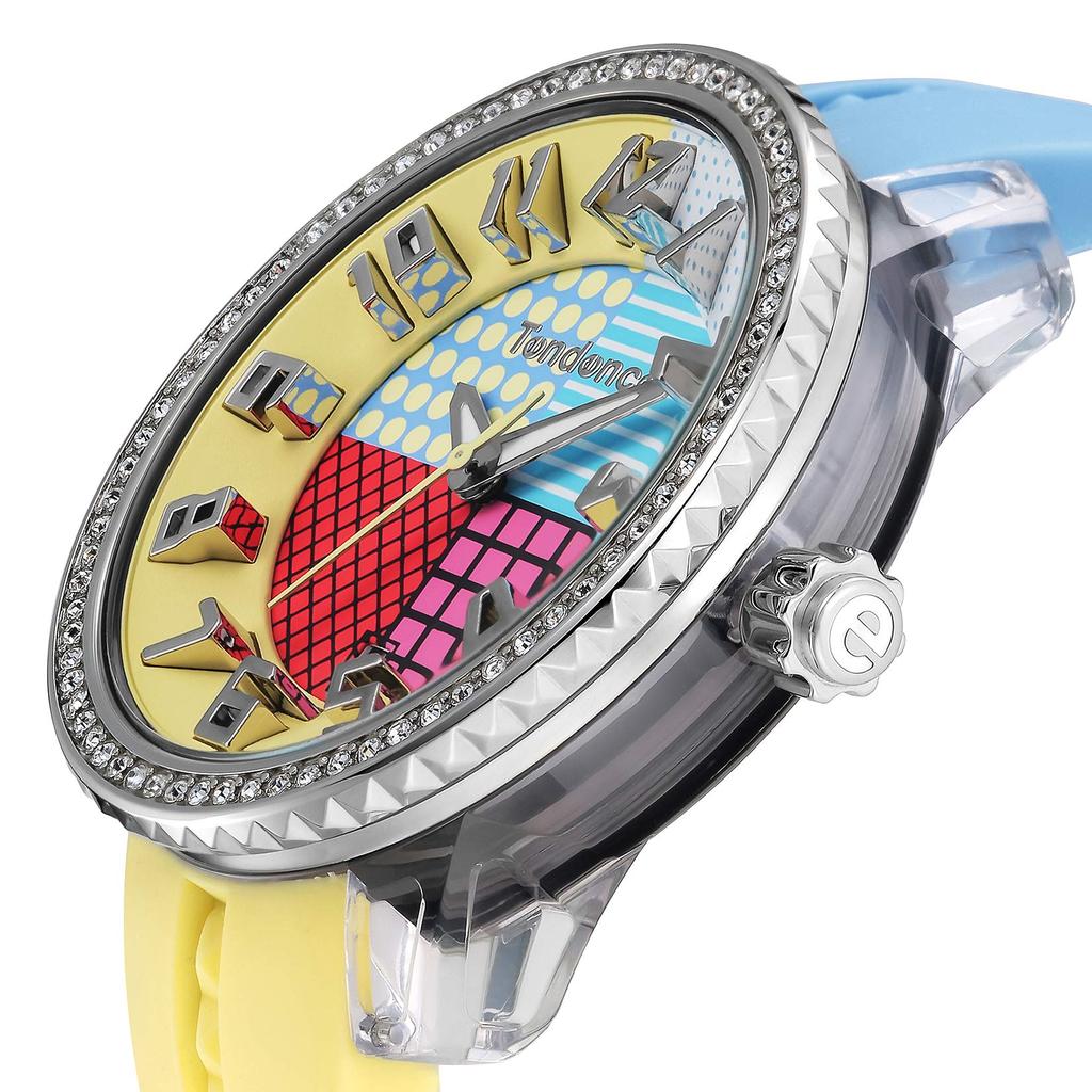 Часы CRAZY Medium Blue Dial Stainless Steel Mineral Glass Quartz Watch TG930060 Blue [Tendence] Yellow/Light 42.5MM Womens [Товар]