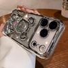 Милый чехол с гальваническим покрытием и жидким песком с мишкой для iPhone 17 16 15 14 13 12 11 Pro Max Plus Air Роскошный блестящий чехол с защитой камеры