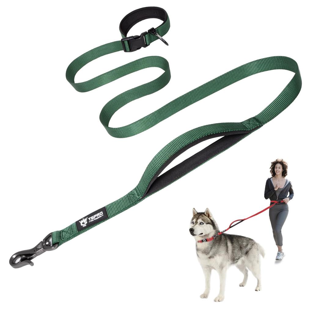 TSPRO Dog Adjustable Lead with Safety Control Pad Handle and Heavy Clasp for Medium To Large Dogs Hands-Free Leash, Walking/Running (Tactical Green,