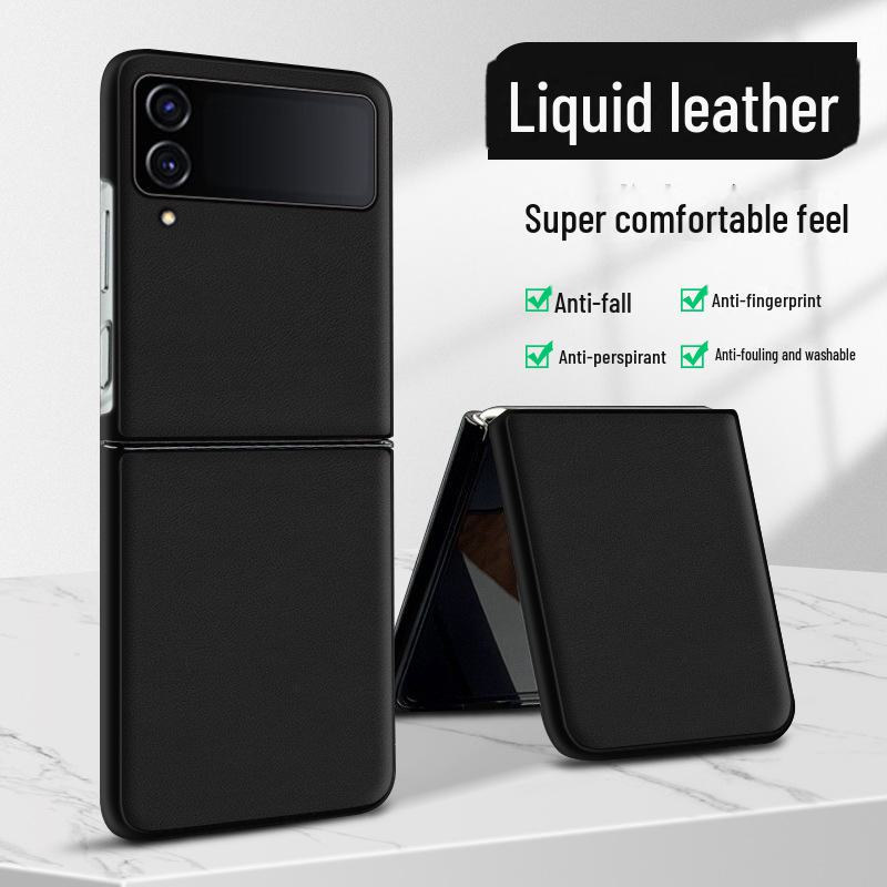 Защитный чехол из жидкой кожи Samsung ZFlip4 от падения с высоты: Цельный чехол