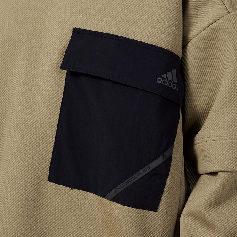 Adidas Спортивная толстовка с круглым вырезом и карманами с цветными блоками, мужские топы, зеленый в стиле милитари H39348