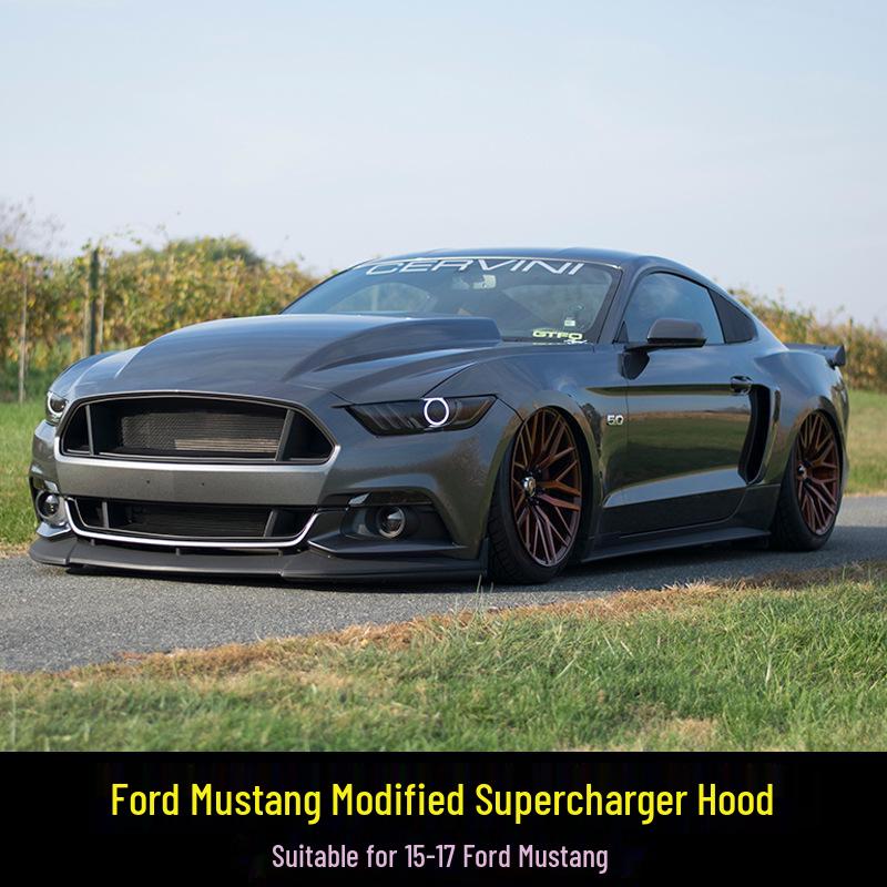 15-17 Ford Mustang Carbon Fiber Supercharged Heat Dissipation Hood