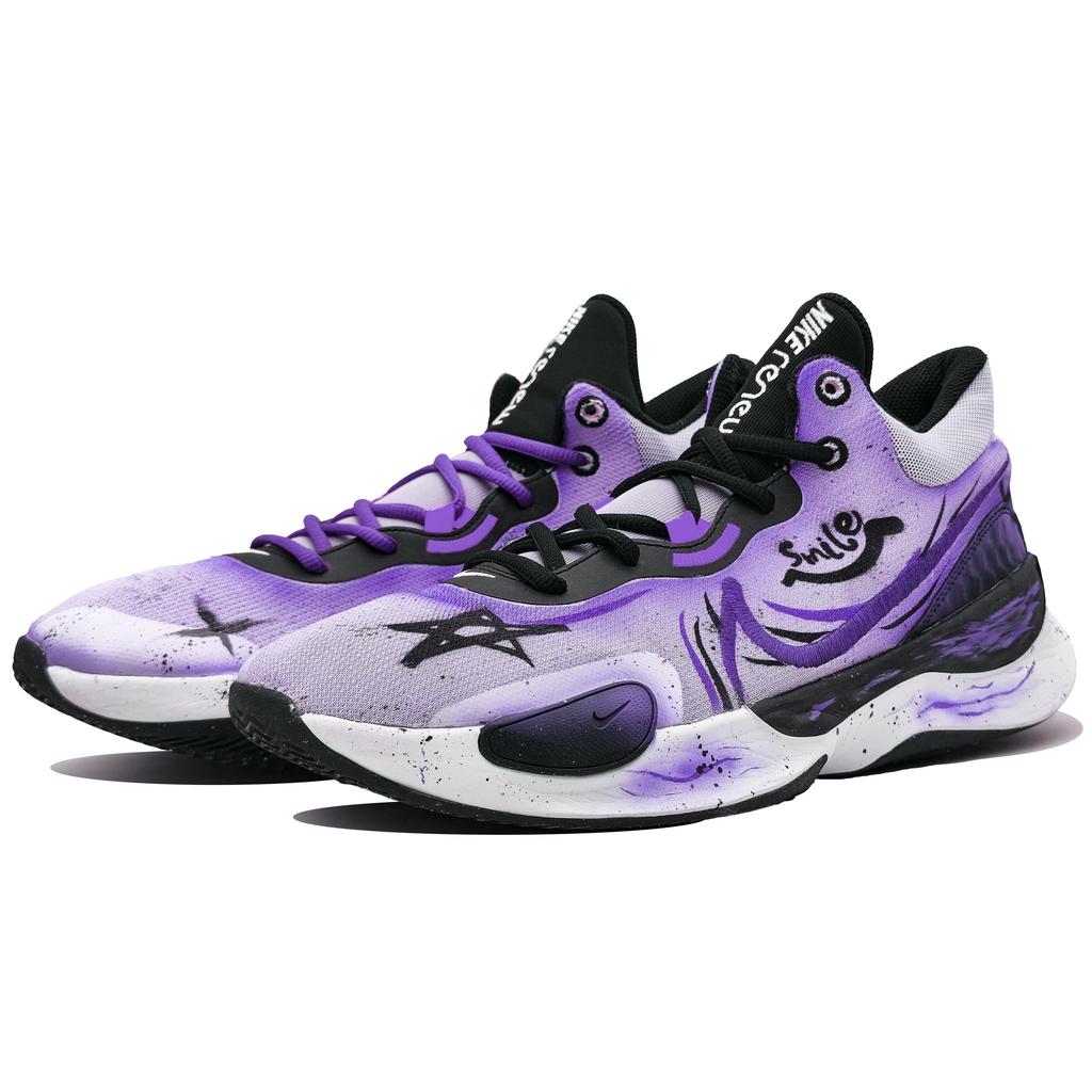 Nike Renew Elevate 3 Low top Basketball Shoes Unisex Cyan Lotus Purple DD9304-500(Team400-smile)