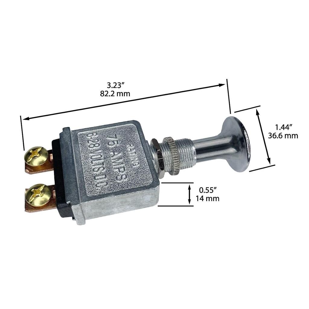 2 Pcs Heavy Duty Push-Pull Switch On/Off 75 AMP 6-28V D.C.
