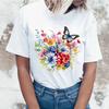 (Футболки высокого качества)Горячая футболка с цветами и бабочками, женская футболка с забавным принтом, повседневная, крутая, уличная, модная футболка