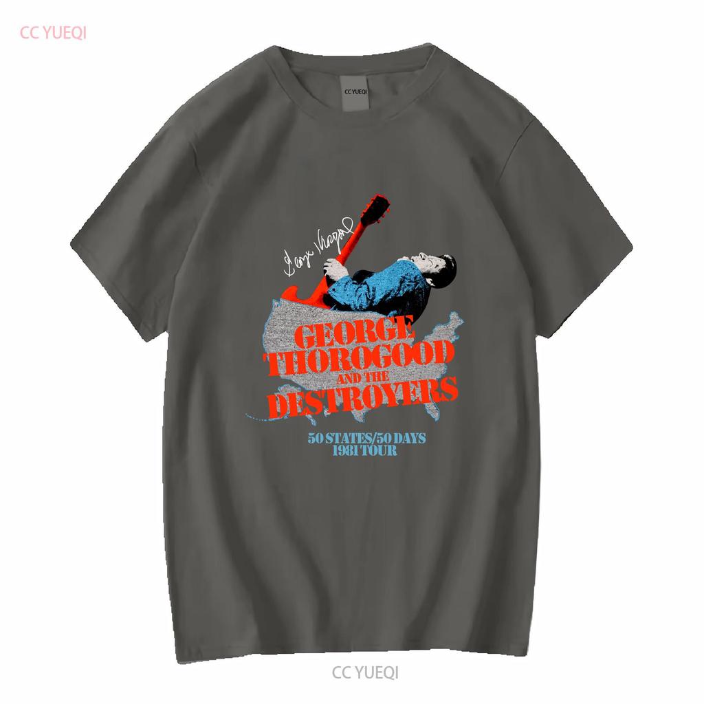 1981 Tour 50 Days VTG George Thorogood T Shirt IN059 vintage Washed graphic Breathable streetwear Unisex Stretched Versatile