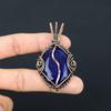 Blue Sapphire Pendant, Handmade Gemstone Pendant, 999 Copper Wire Wrapped Pendant Antique Jewelry, For Engagement Gift