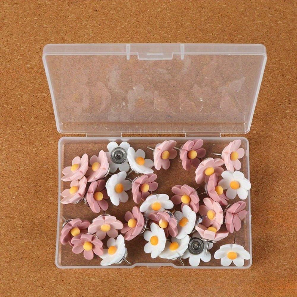 20/30/50Pcs Creative Six-Petal Flower Pushpins DIY Thumb Tacks Portable Board Push Pin Corkboard