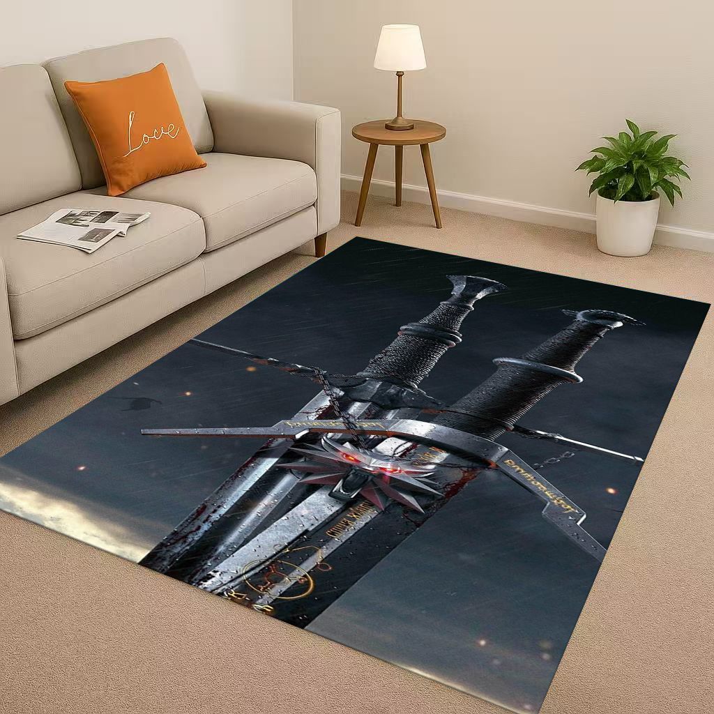 2026 New The W-Witcher Game Geralt Gamer Cartoon Living Room Non-Slip Area Rug Carpet for Bedroom Playroom Sofa,Home Doormat Kid