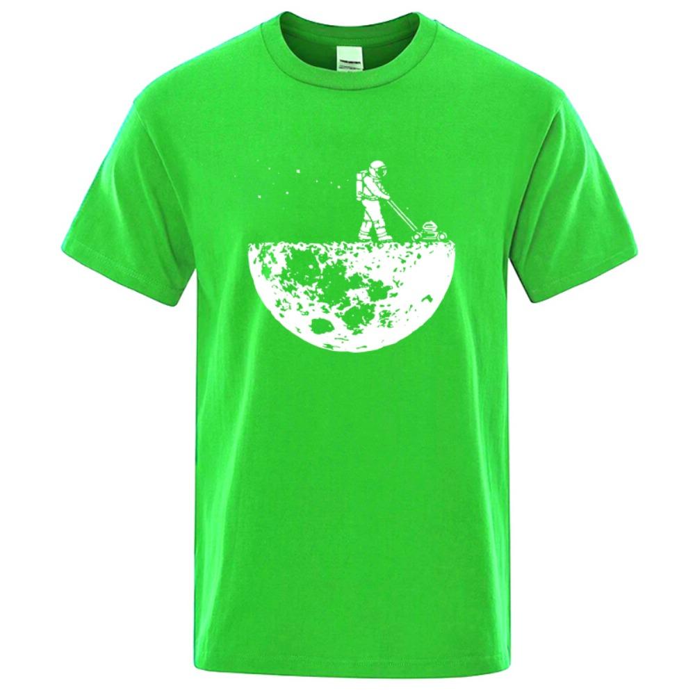 Men's T-shirt High-quality Moon Clean Printing Casual Cool Loose O-neck Men's T-shirt Hip-hop T-shirt