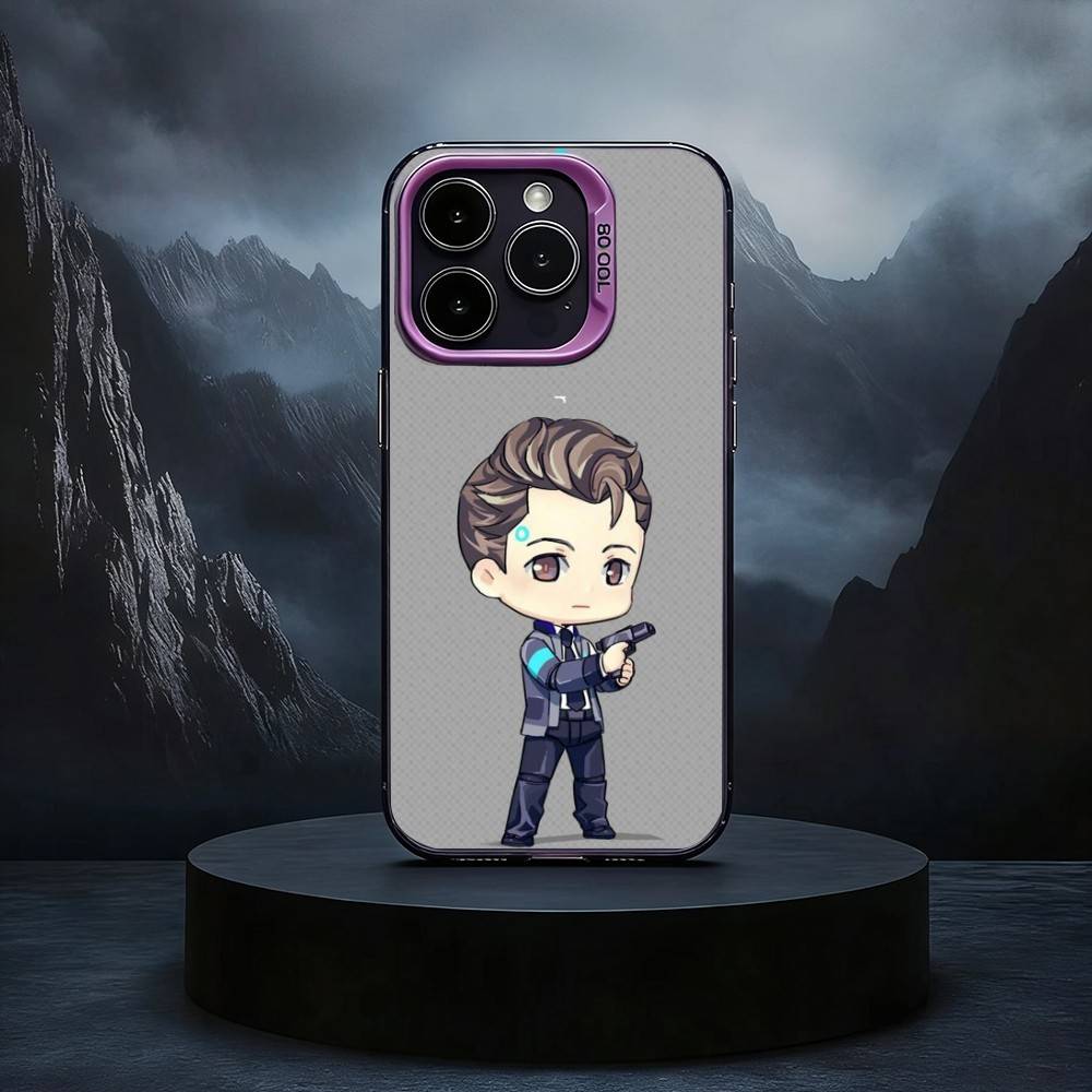 D-Detroit Become-Human Phone Case For iPhone17,16,15,14,13,12,11 Plus,Pro Max Black Candy silver phone case