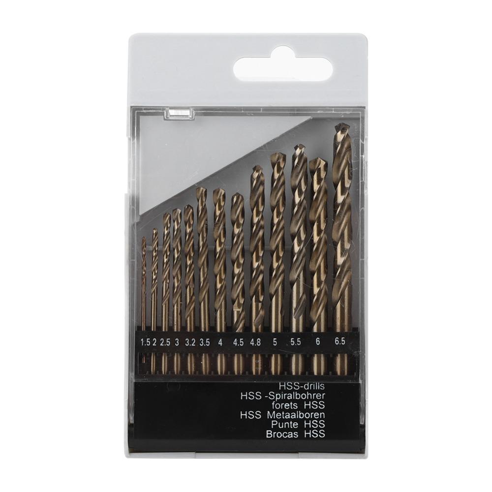13pcs Straight Shank Twist Drill Bit Set High Speed Steel HSS Drilling Tool  For Stainless Steel