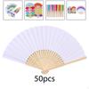 50 шт. вееры из чистой бумаги, складной веер, сделай сам, игра-раскраска для детей, поделки
